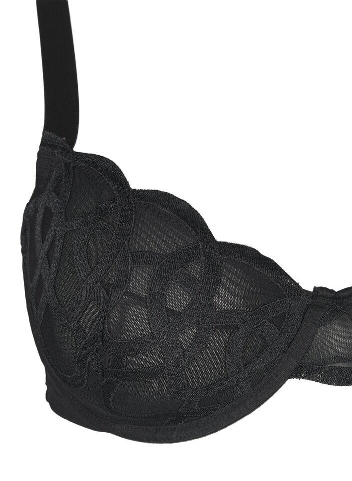 Balconette bh met grafische kanten, Black, Packshot