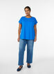 T-shirt met korte mouwen in een katoenmix, Blauw, Model image number 1