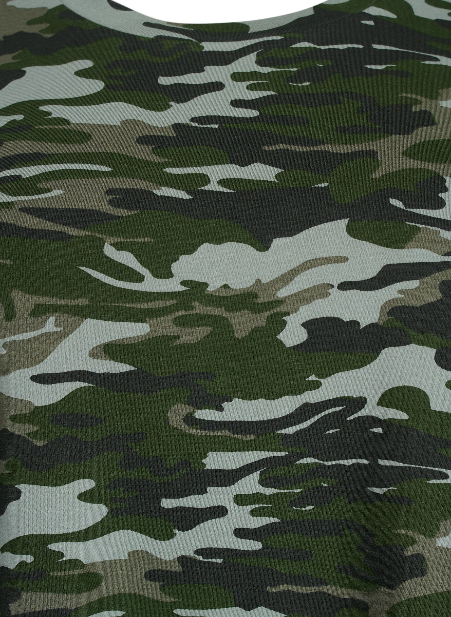 ZizziT-shirt met ronde hals en all-overprint, Groen, Packshot image number 2