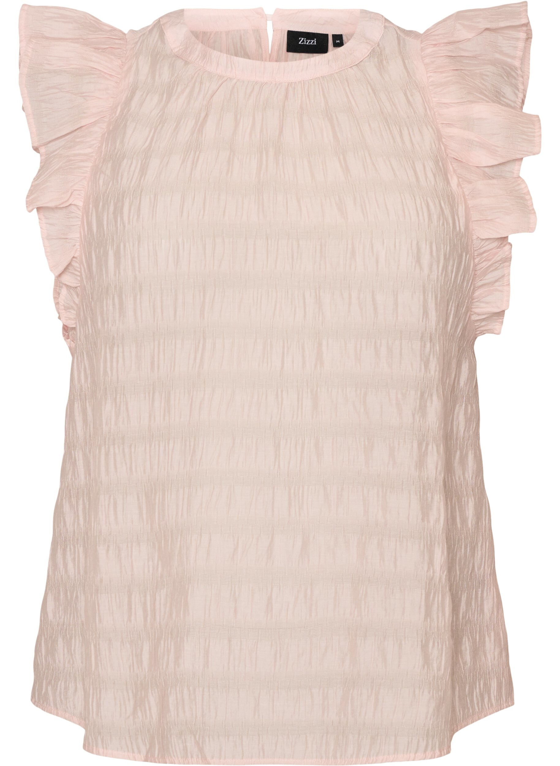 Blouse met textuur en ruches zonder mouwen
