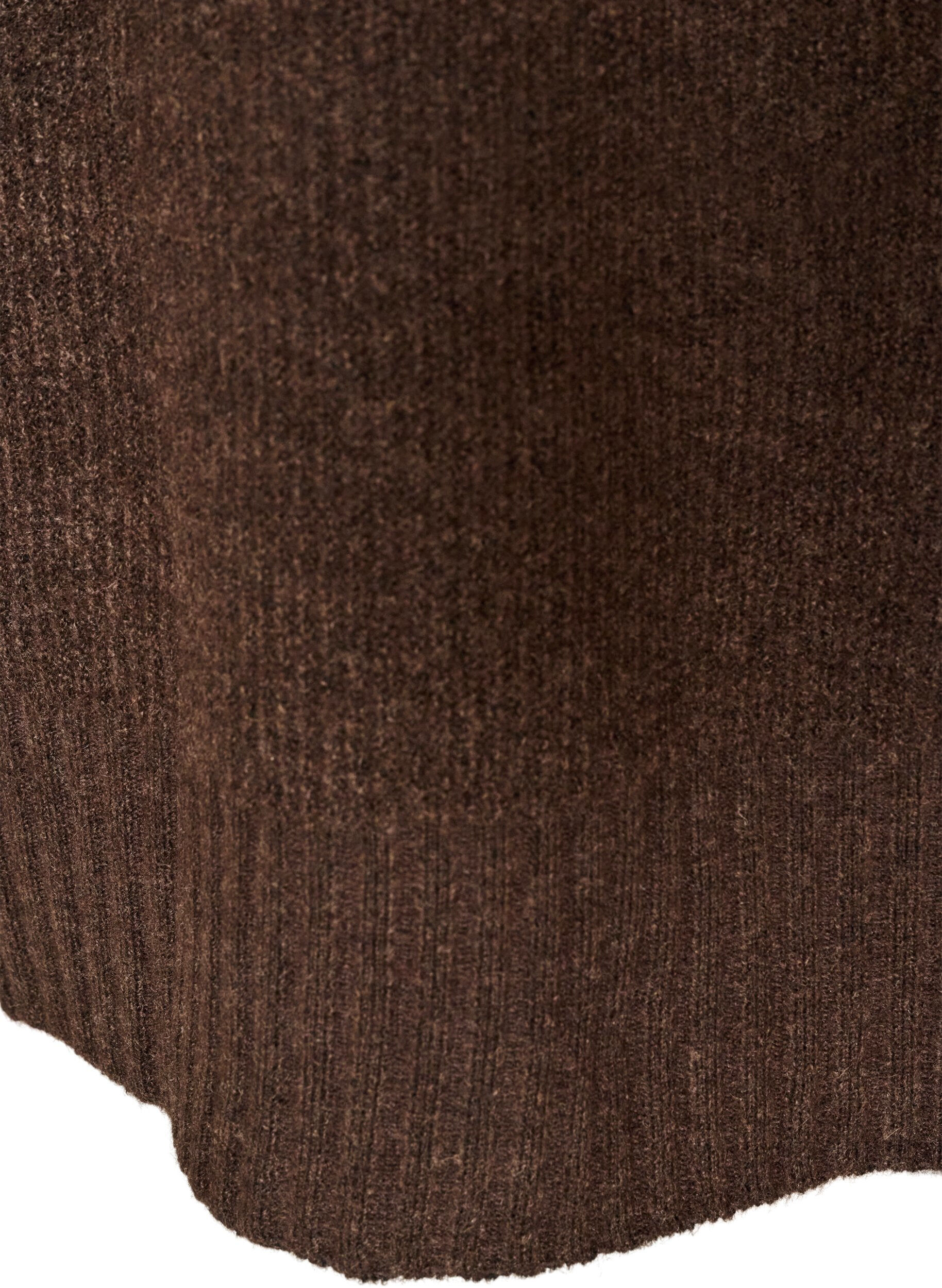 ZizziLosse gebreide trui met coltrui, Bruin, Packshot image number 3