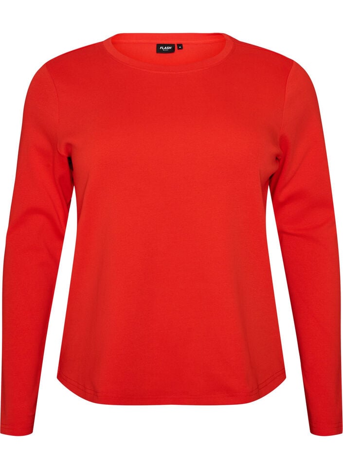 Basic T-shirt met lange mouwen en ronde hals, Rood, Packshot image number 0