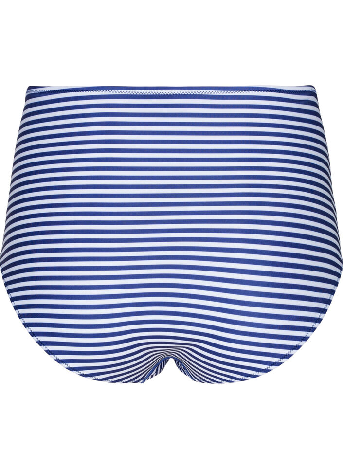Gestreept bikinibroekje met hoge taille, Blauw, Packshot image number 1
