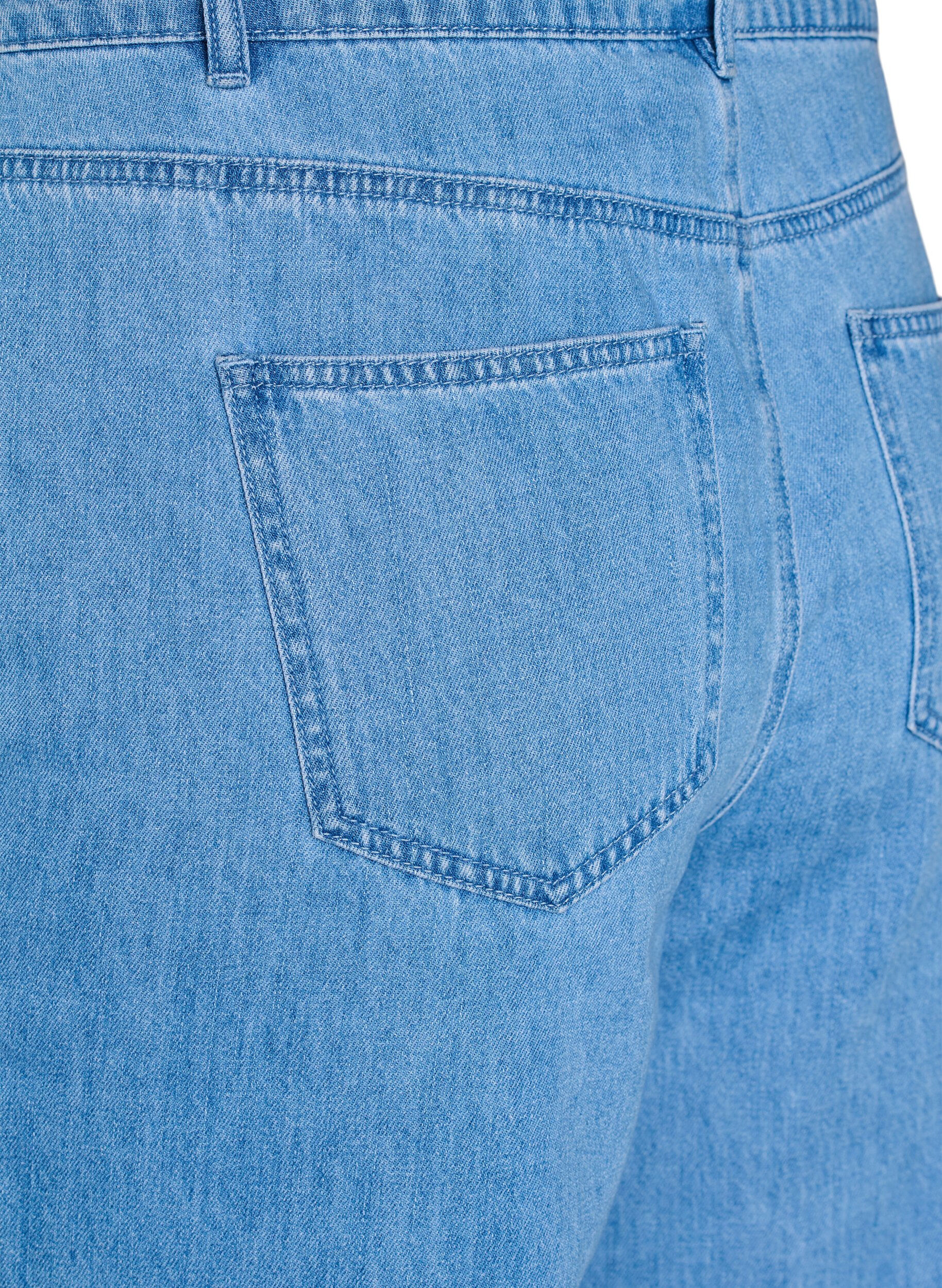 ZizziKiana jeans met een straight-fit en gedurfde stiksels, Blauw, Packshot image number 3