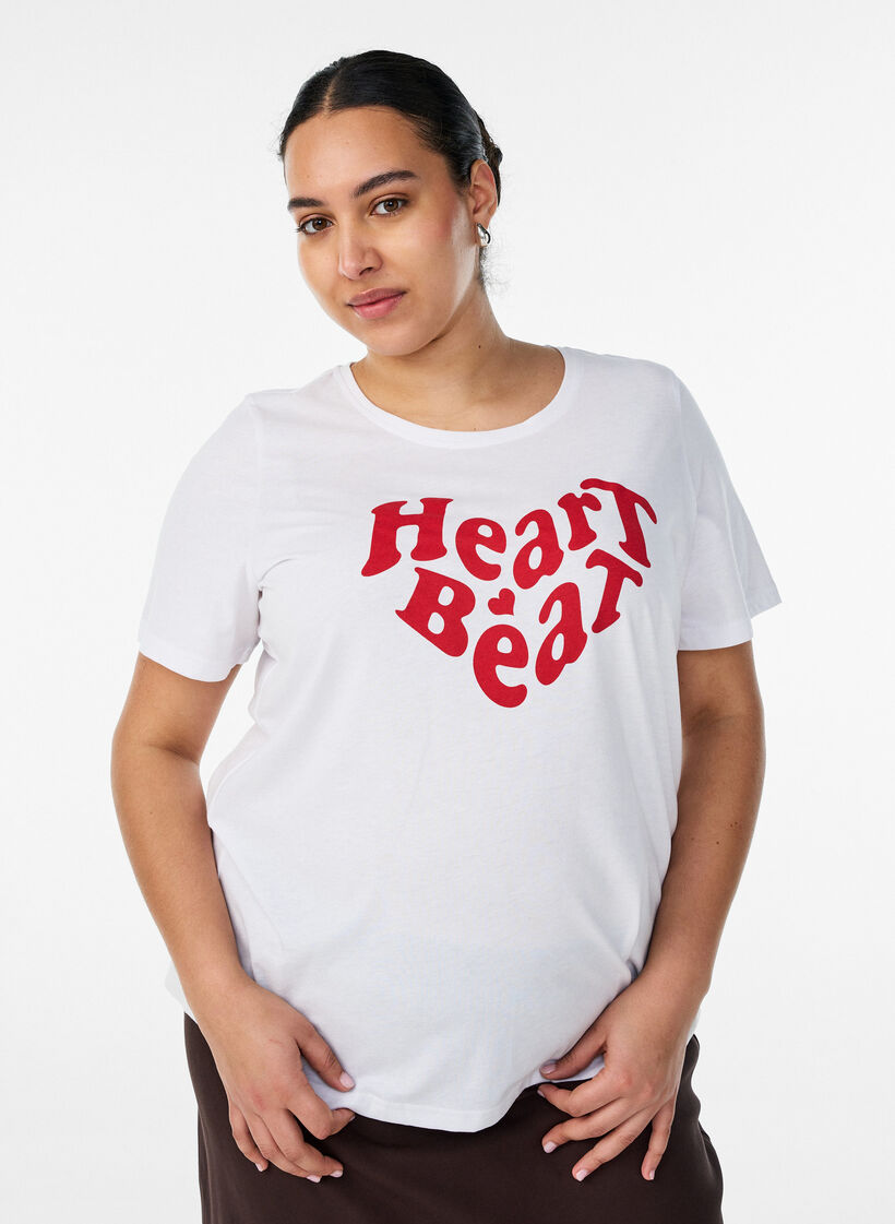 T-shirt met motief, Wit, Model image number 0