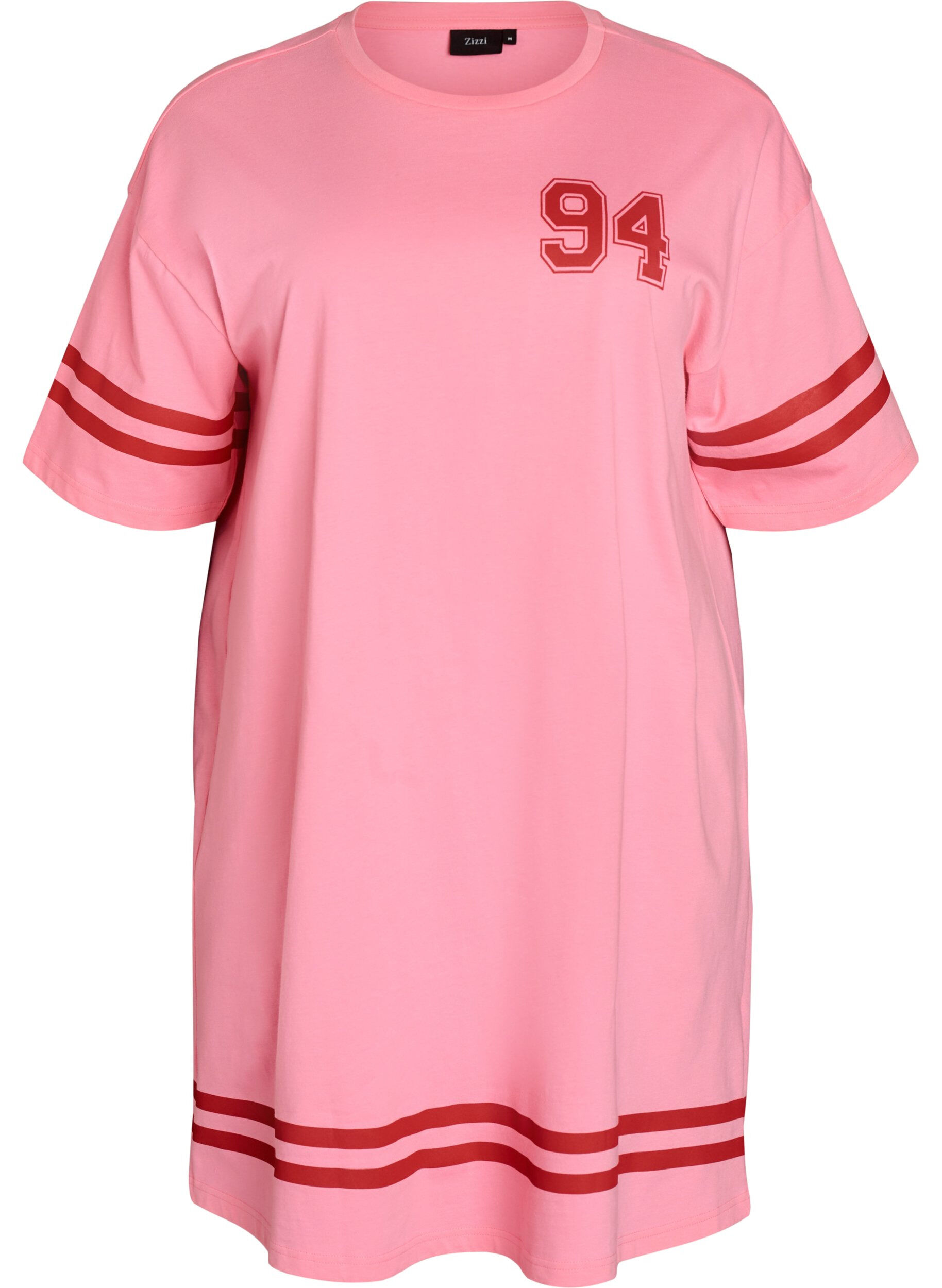 ZizziKort T-shirtjurkje met sportieve details, Roze, Packshot image number 0