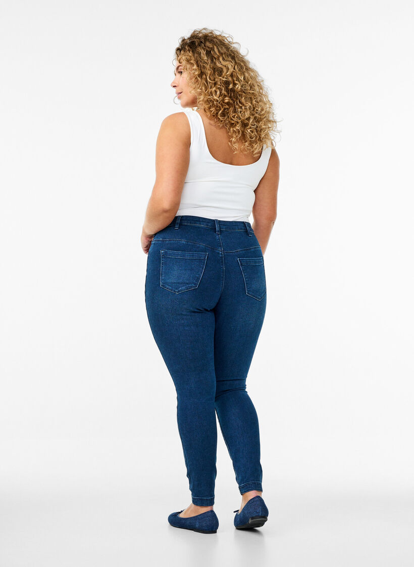 Katoenmix jeggings, Blauw, Model image number 1