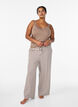 Gestreepte pyjamabroek met een high waist en wijde pijpen, Beige, Model image number 0