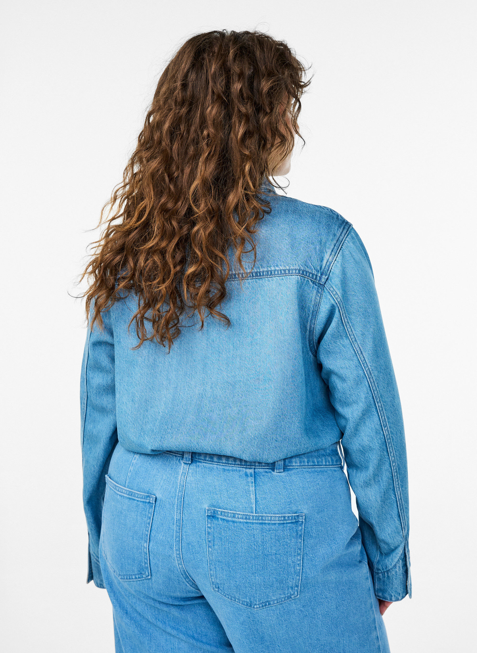ZizziSpijkerblouse met borstzakken, Blauw, Model image number 2