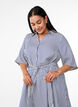 Enkellange overhemdjurk met strikceintuur en strepen, Blauw, Model image number 2