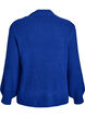 Geribde trui met pofmouwen en knopen, Blauw, Packshot image number 1