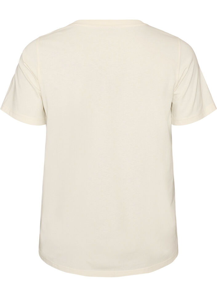 Katoenen T-shirt met print, Vanille, Packshot image number 1