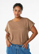 T-shirt met korte mouwen van katoenmix, Bruin, Model image number 0