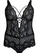 Kantbody met vetersluitingdetails, Zwart, Packshot image number 0