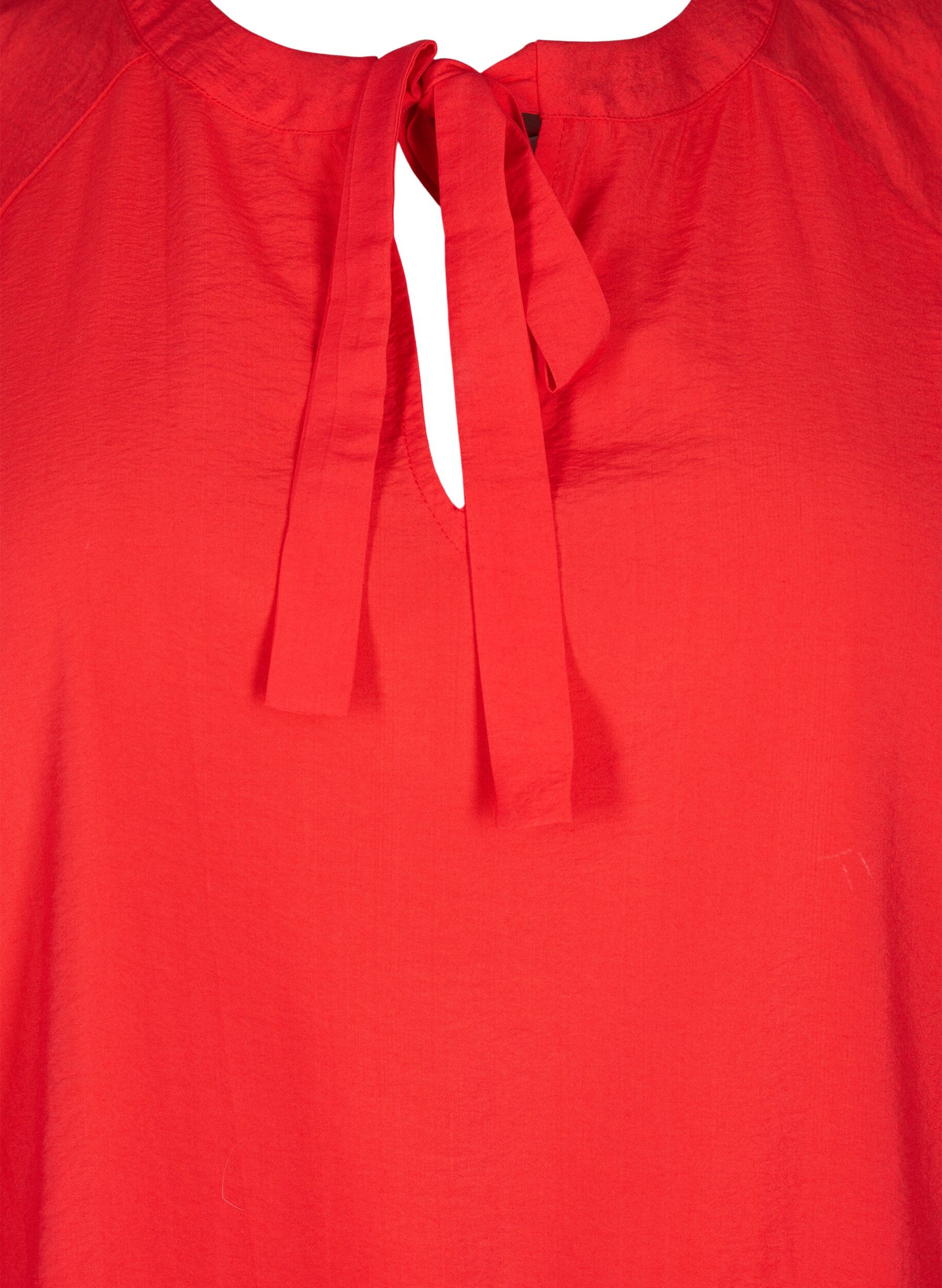 ZizziBlouse met strik en lange mouwen, Rood, Packshot image number 2