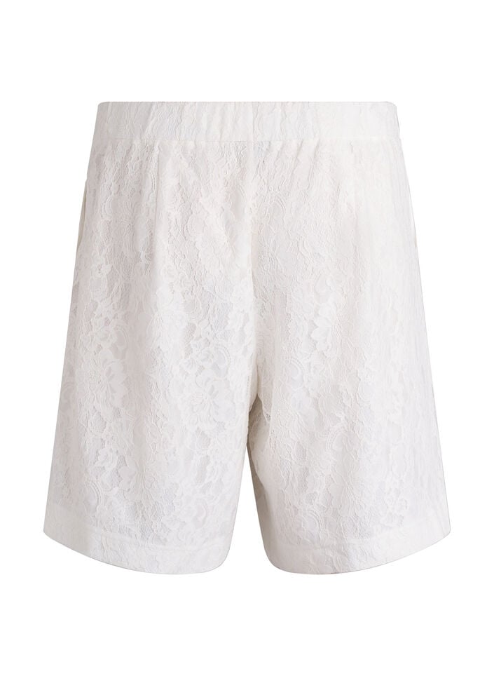 Bermuda shorts van kant met hoge taille, Vanille, Packshot