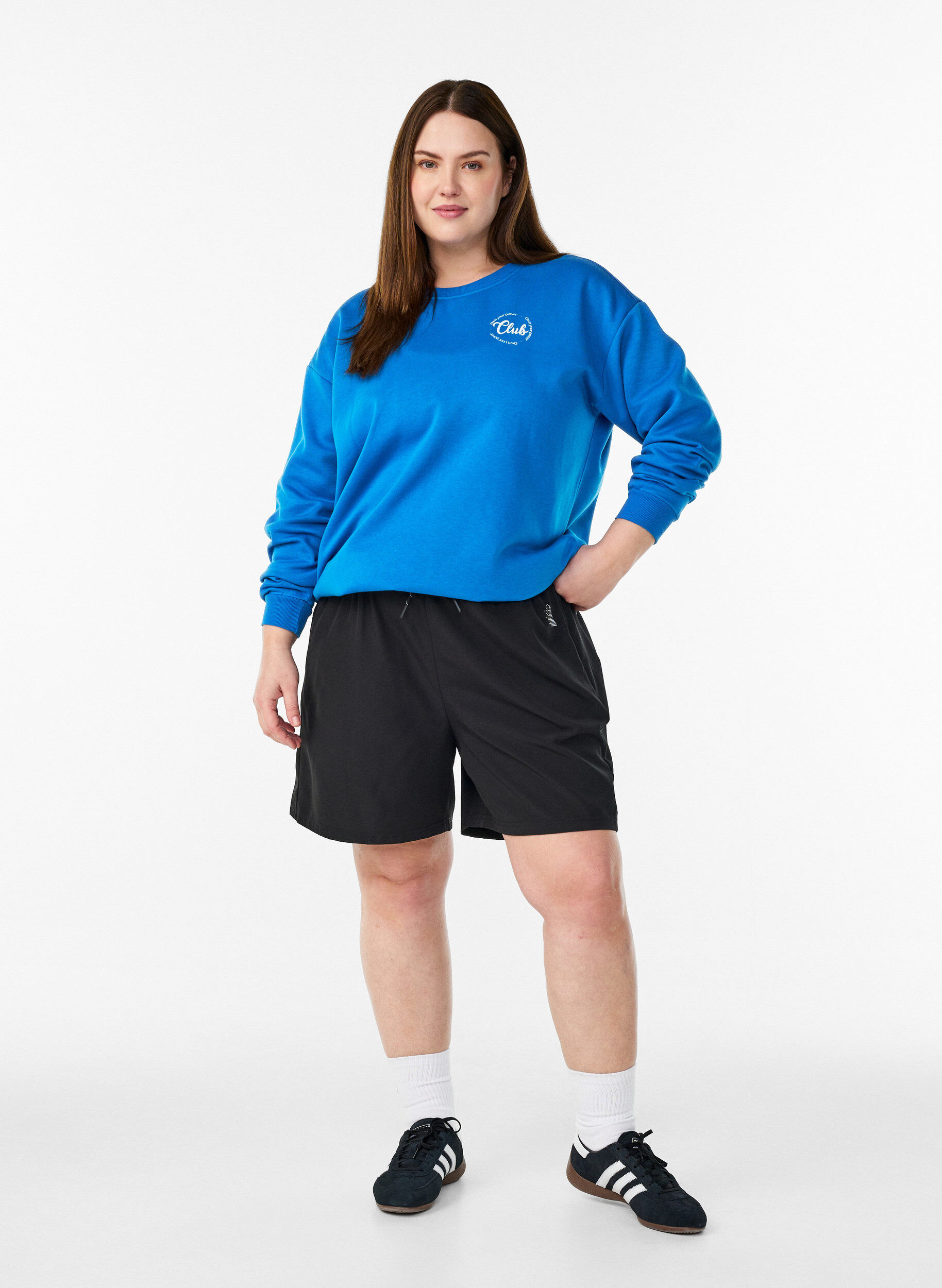 ZizziSweatshirt met tekst print, Blauw, Model image number 1