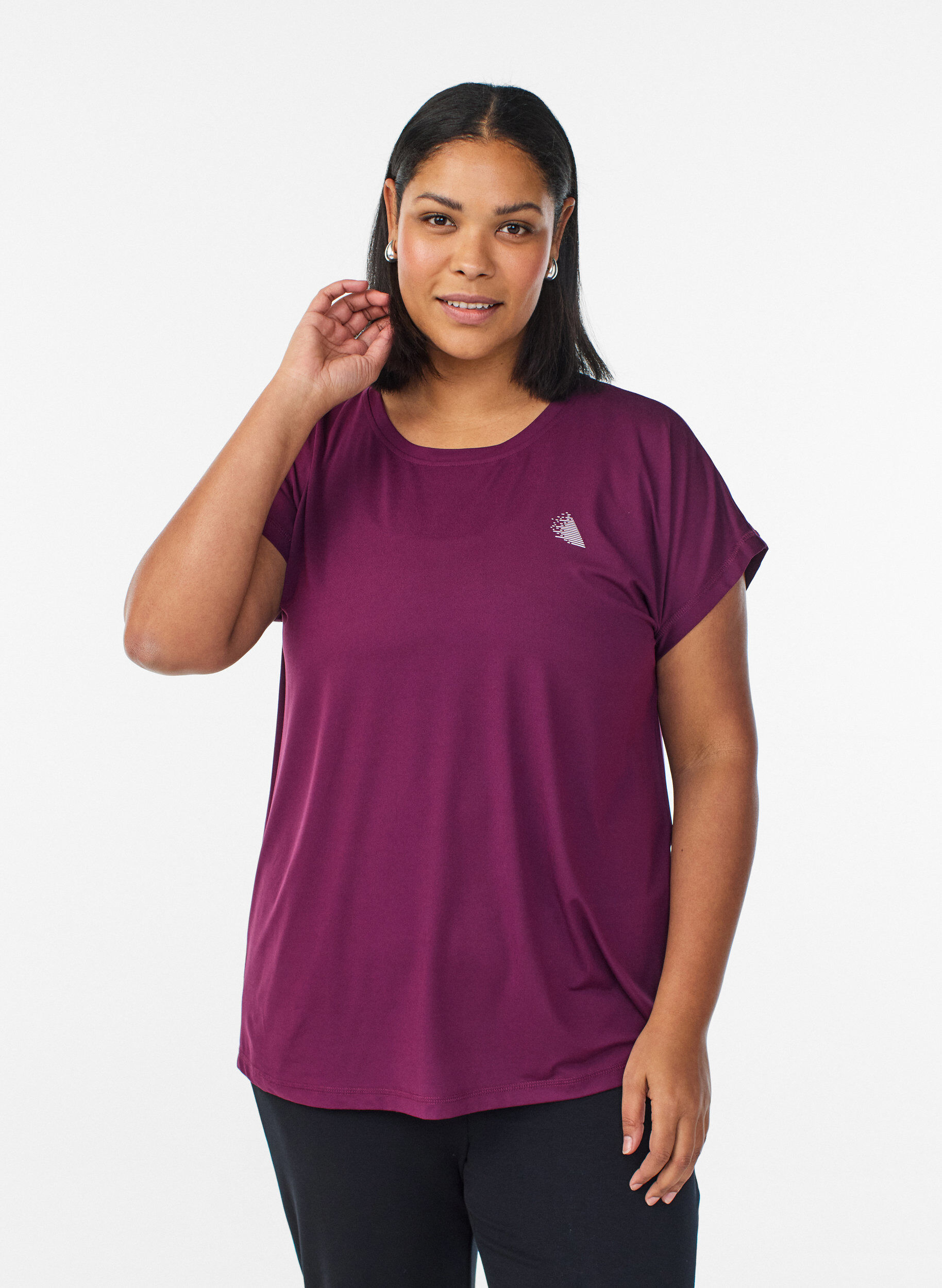 Effen gekleurd trainingsshirt, Paars, Model
