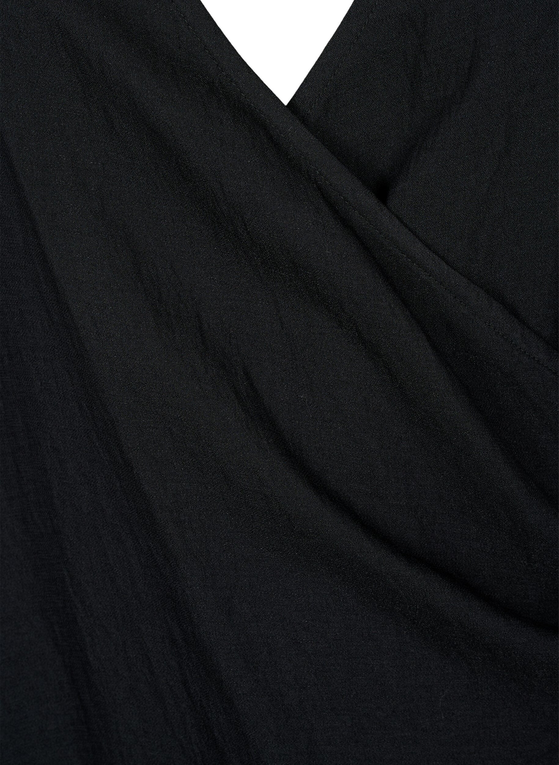 ZizziBlouse met lange mouwen in viscose met een wikkel-look, Black, Packshot image number 2
