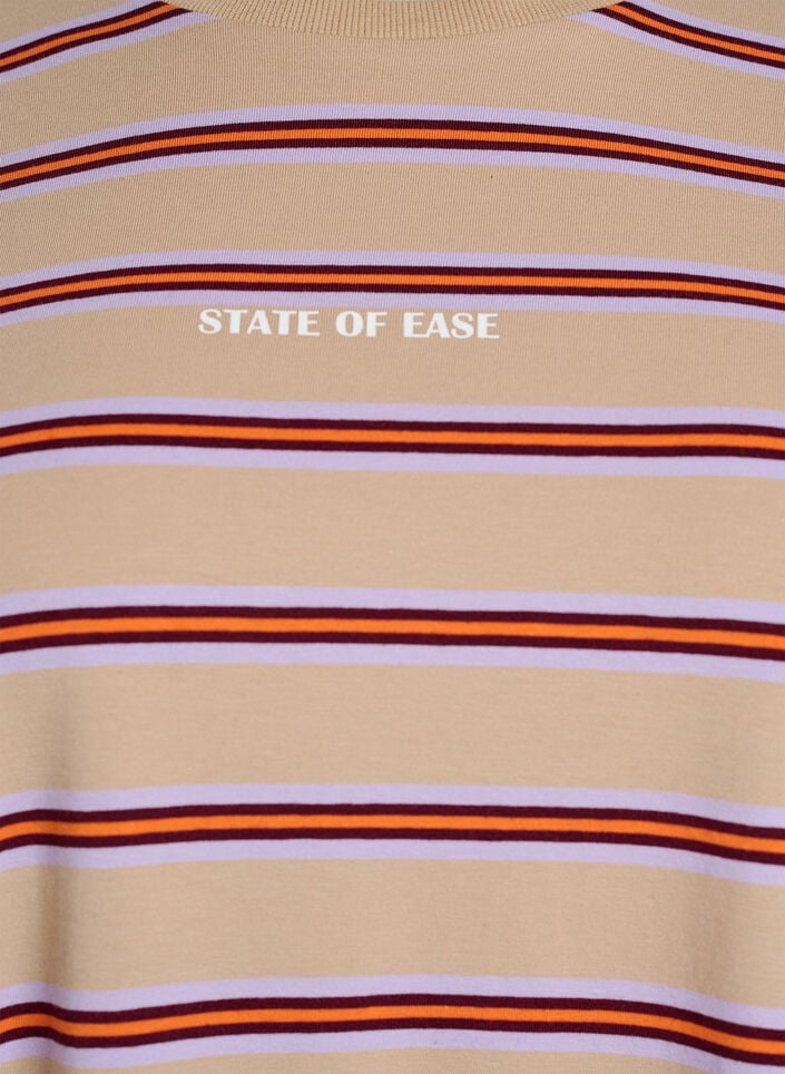 Oversized T-shirt met strepen en 1/2 mouwen, Beige, Packshot image number 2