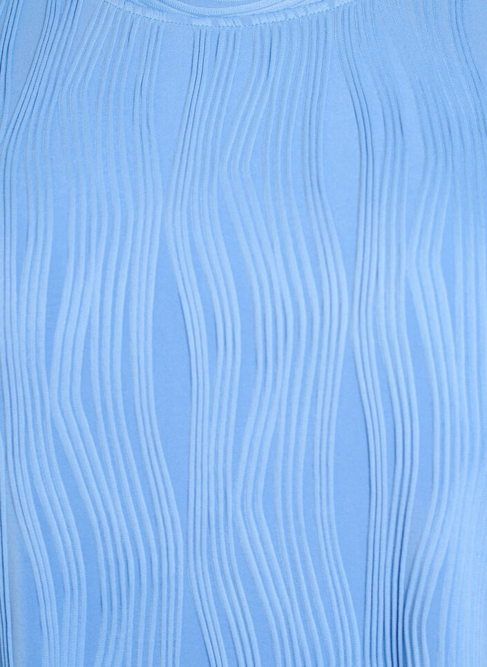 Blouse met korte mouwen en een golvende textuur, Blauw, Packshot image number 2