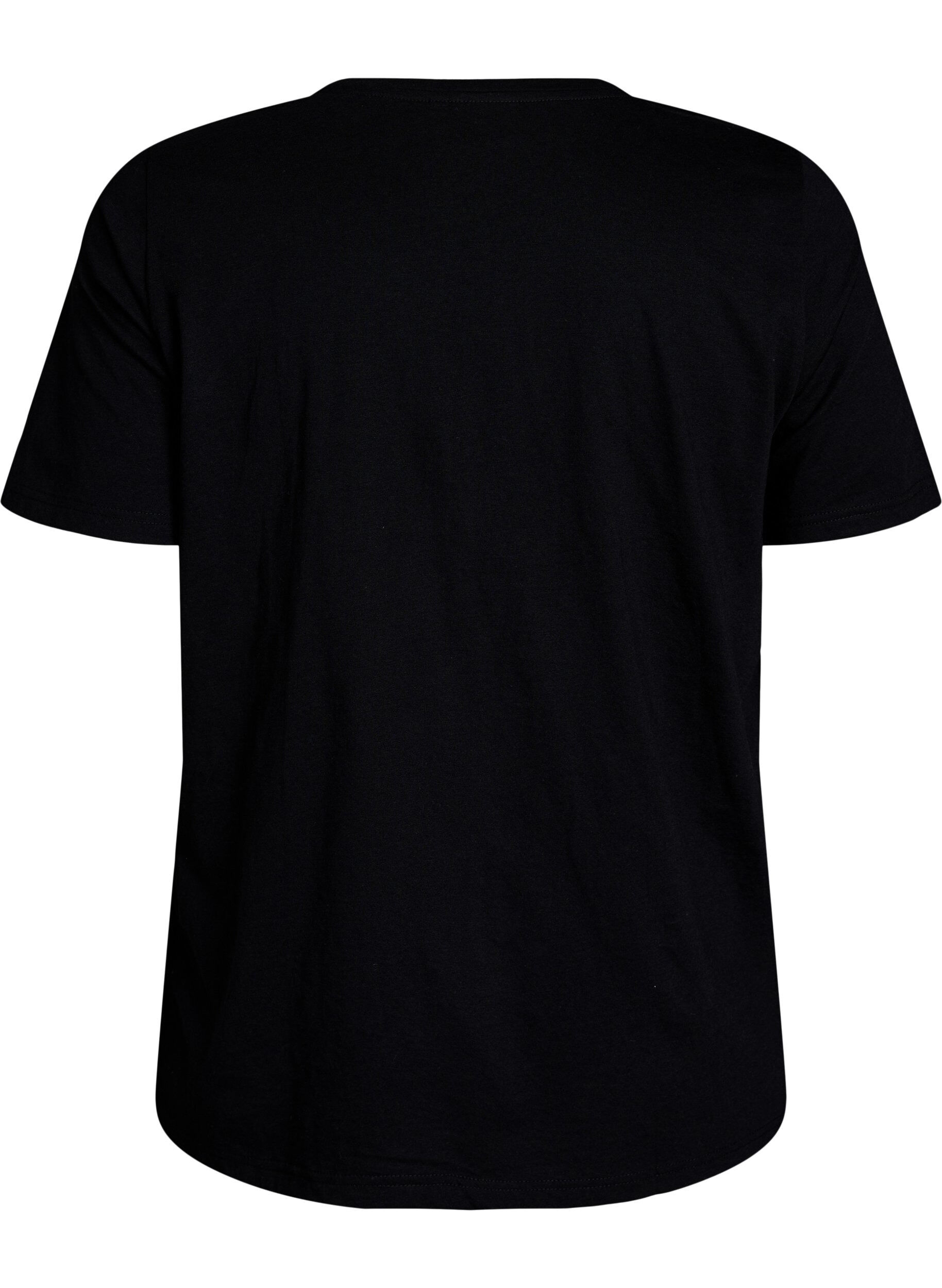Zizzi T-shirt imprim&eacute;, Noir, Packshot image number 1