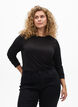 Blouse met lange mouwen in een effen kleur, Zwart, Model image number 0
