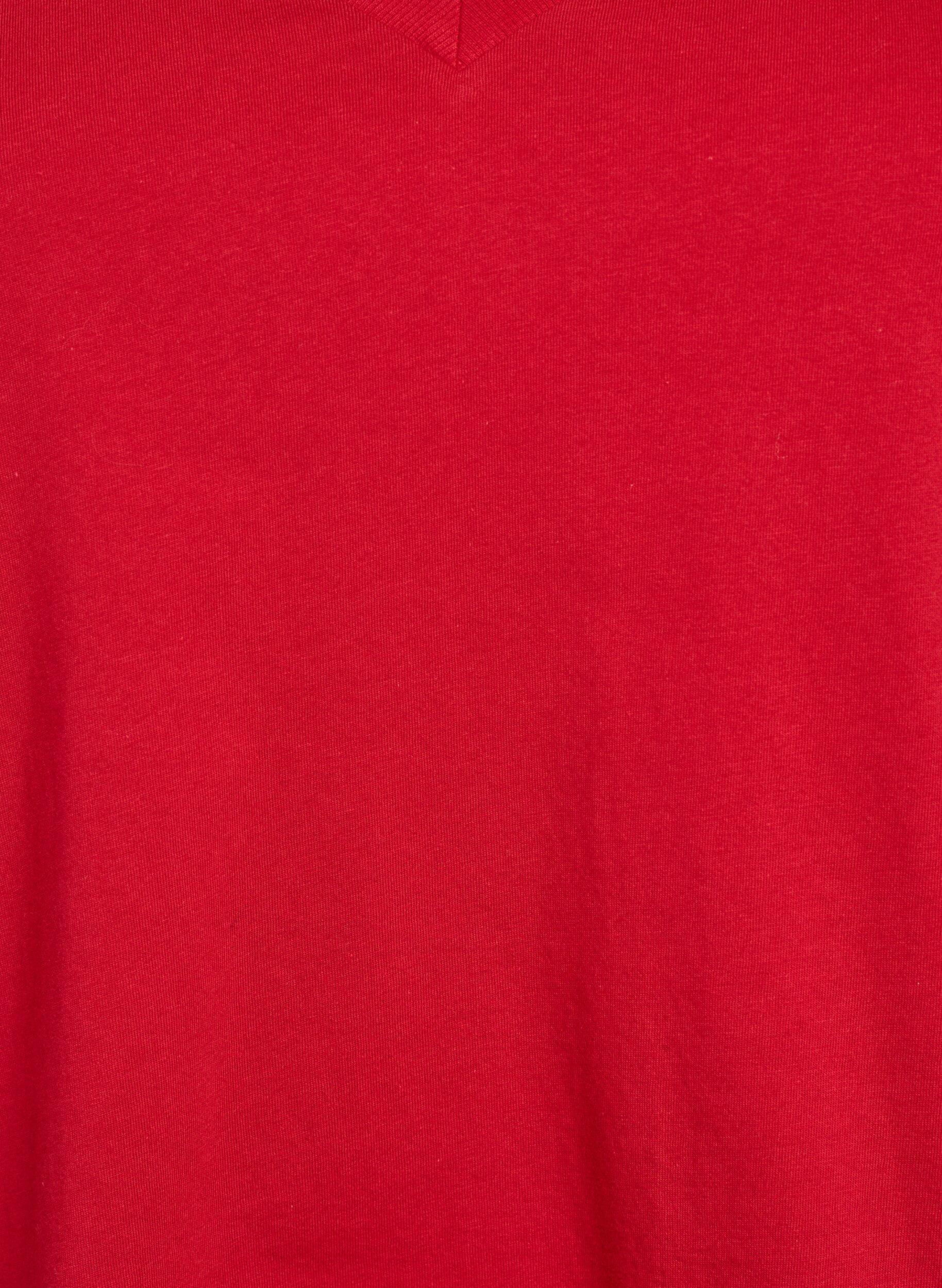 ZizziBasis T-shirt van katoen met een V-hals, Rood, Packshot image number 2