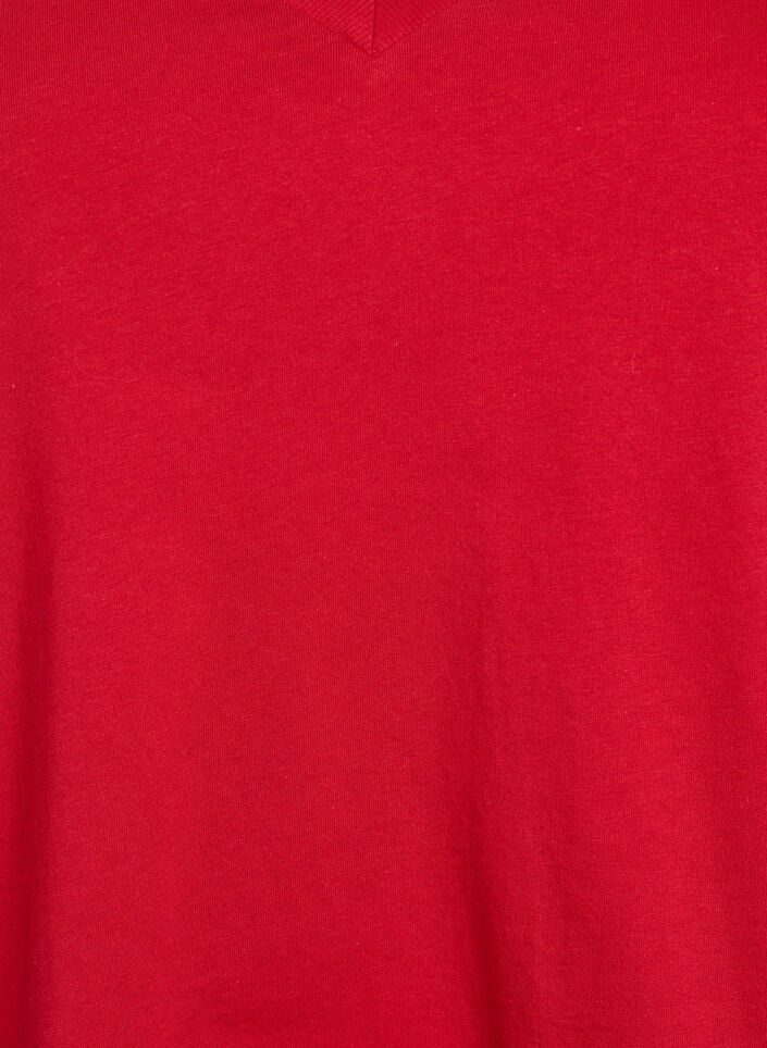 Basis T-shirt van katoen met een V-hals, Rood, Packshot image number 2