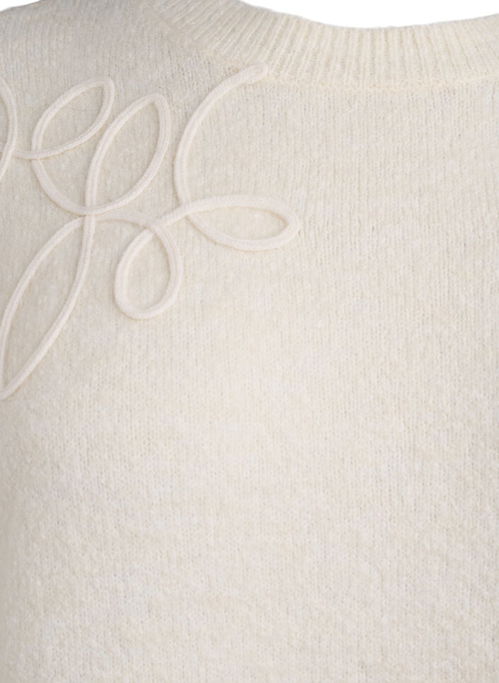 Gebreide blouse met aangehechte koorddetails, Beige, Packshot image number 2