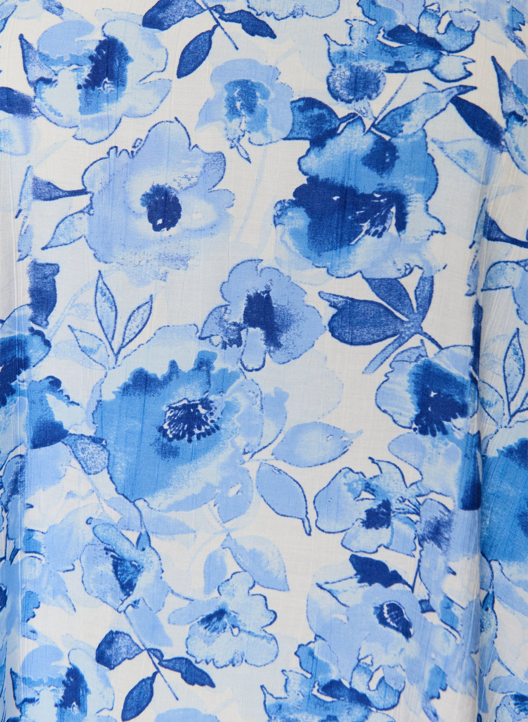 Zizzi Blouse en viscose avec manches fronc&eacute;es, Bleu, Packshot image number 2