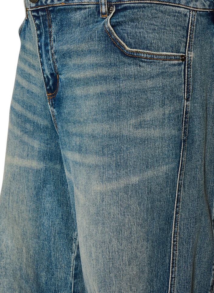 Barrel-fit jeans met een distressed wash, Blauw, Packshot image number 2