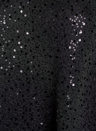 ZizziKorte jurk met pailletten en pofmouwen, Zwart, Packshot image number 2