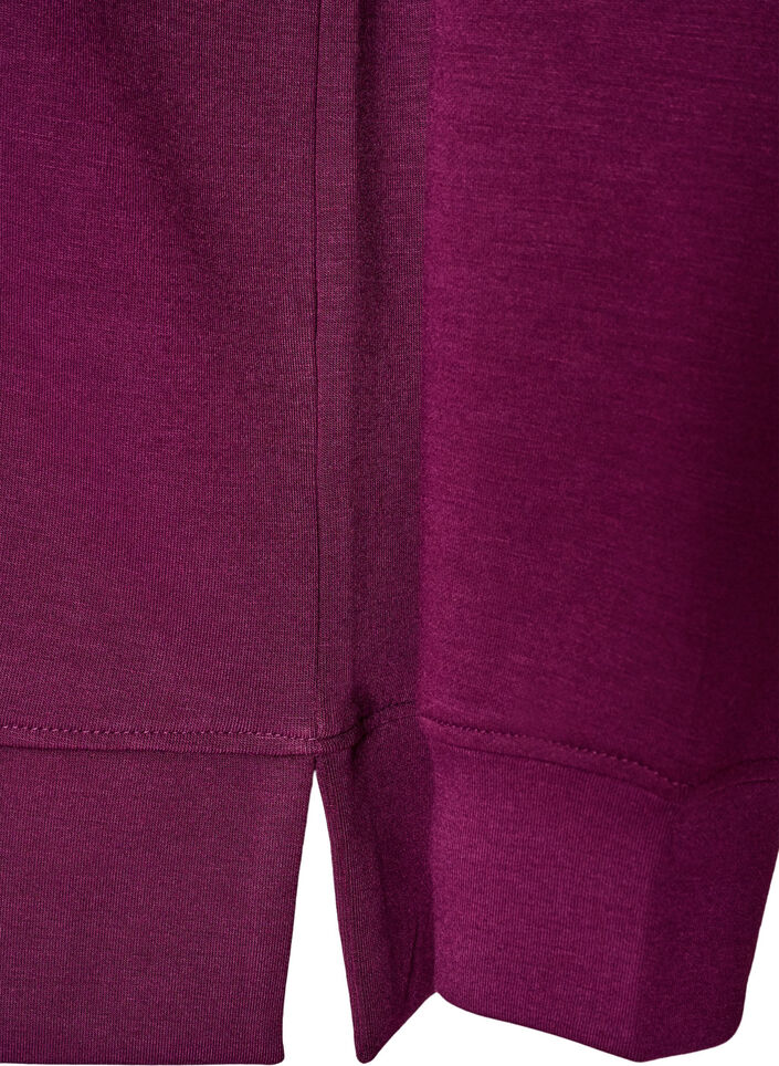 Jersey blouse met lange mouwen en een ronde hals, Paars, Packshot image number 3