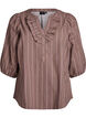 3/4 mouw blouse in katoen met strepen, Bruin, Packshot image number 0