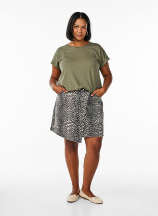 ZizziT-shirt met korte mouwen van katoenmix, Groen, Model image number 1