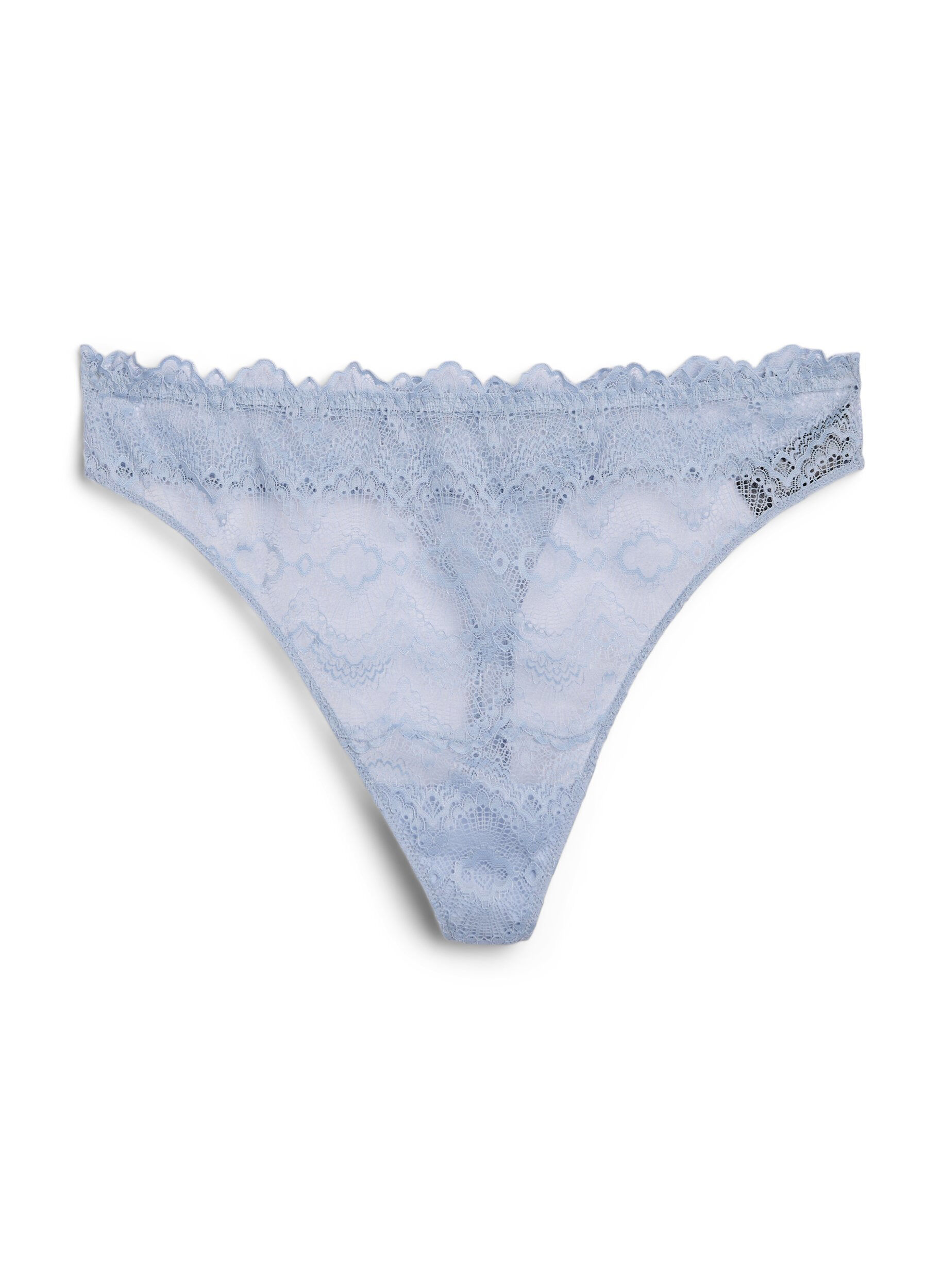 ZizziKanten G-string met kruisdetail aan de achterkant, Blauw, Packshot image number 0