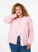 Cardigan in zacht breisel met goudkleurige knopen, Roze, Model image number 0