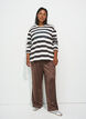 Gestreepte jerseyblouse met een sportieve tekstprint, Bruin, Model image number 1