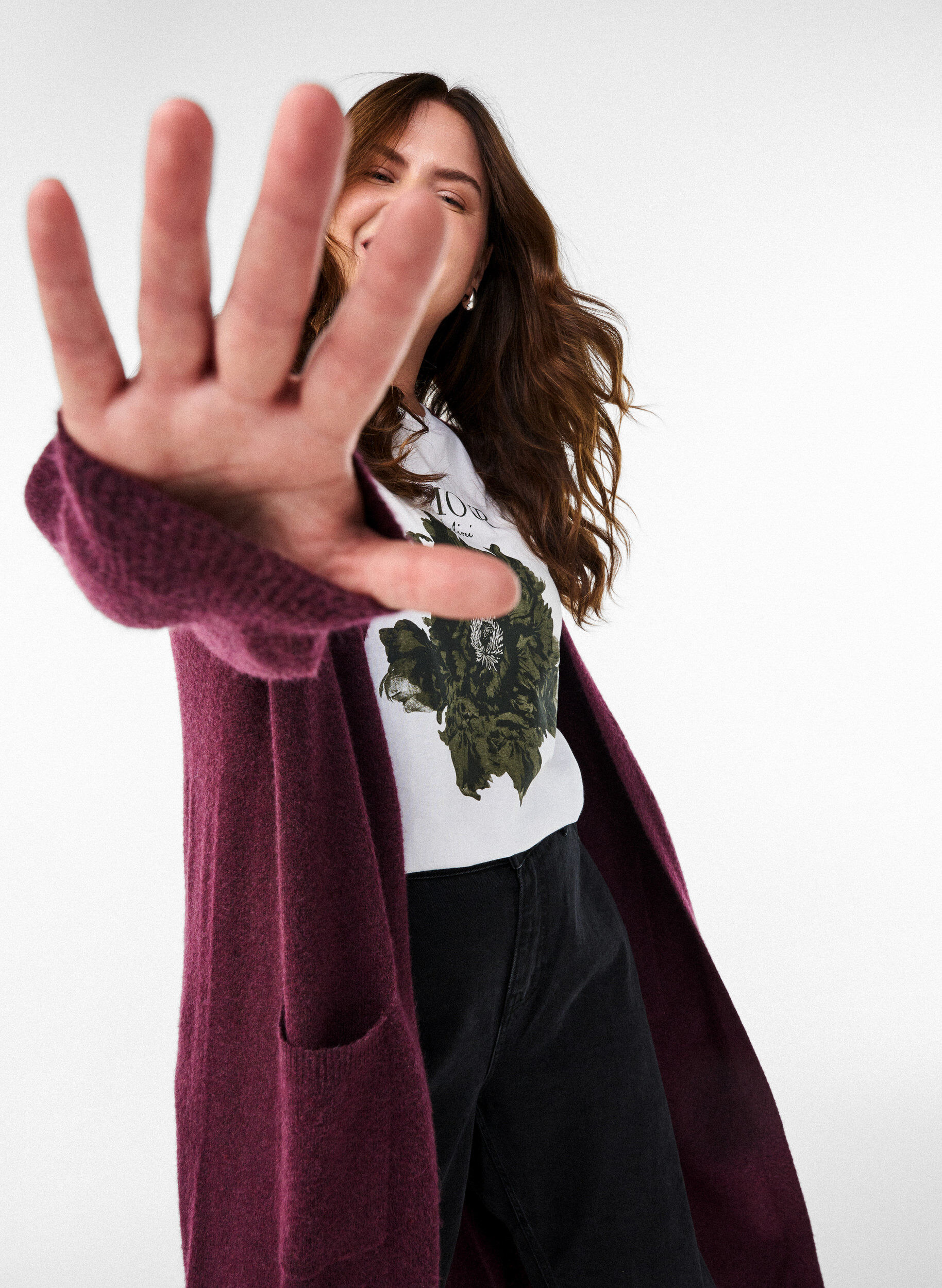 ZizziLange cardigan met zakken van breisel, Rood, Image image number 0