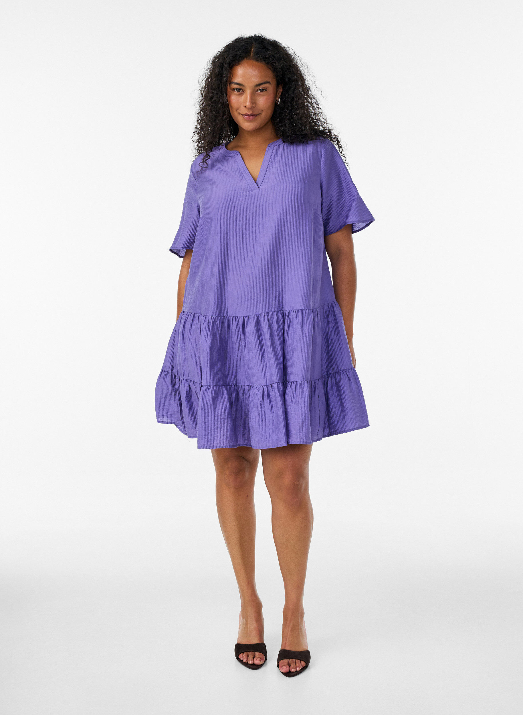 ZizziRobe coupe &eacute;vas&eacute;e textur&eacute;e, Violet, Model image number 1
