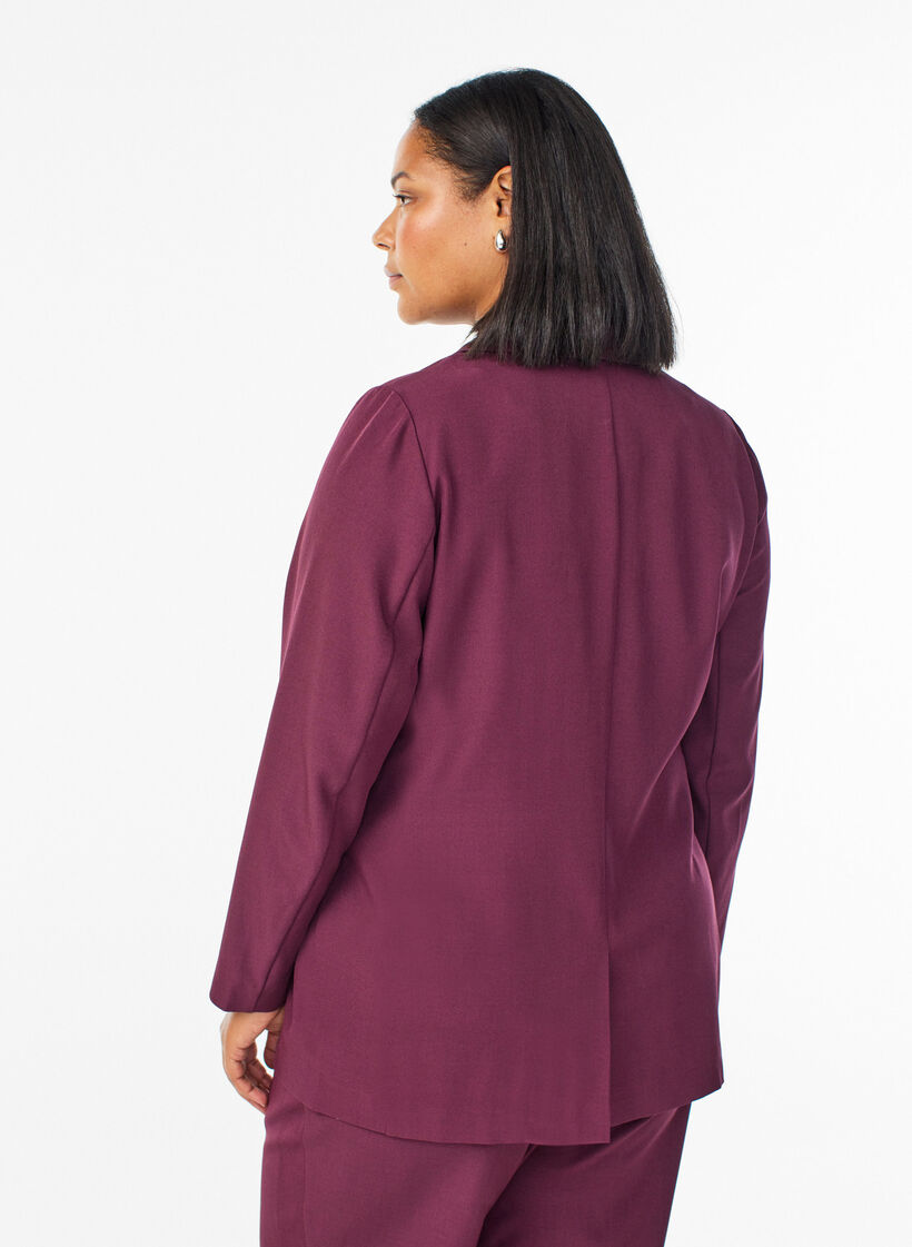 Blazer met zakken en splitjes, Donker Bordeaux, Model image number 2