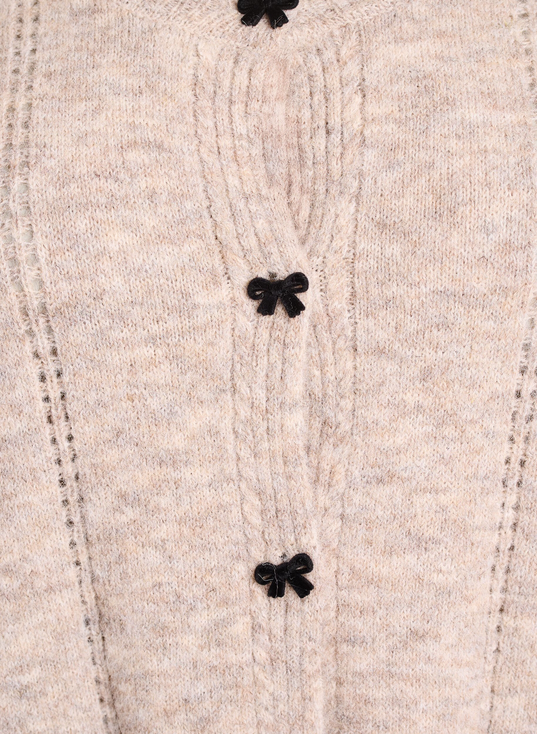 ZizziCardigan met strikknopen en opengewerkt patroon, Beige, Packshot image number 2