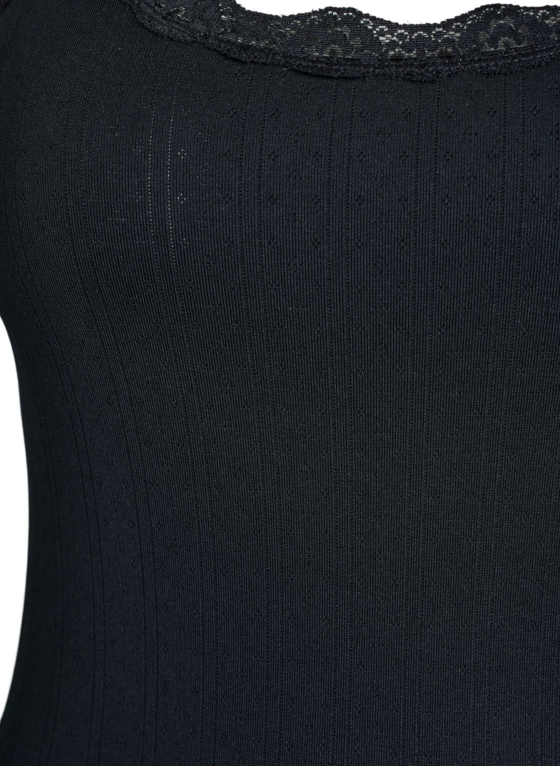 Zizzi D&eacute;bardeur avec bordure en dentelle et broderie &agrave; &oelig;illets, Noir, Packshot image number 2