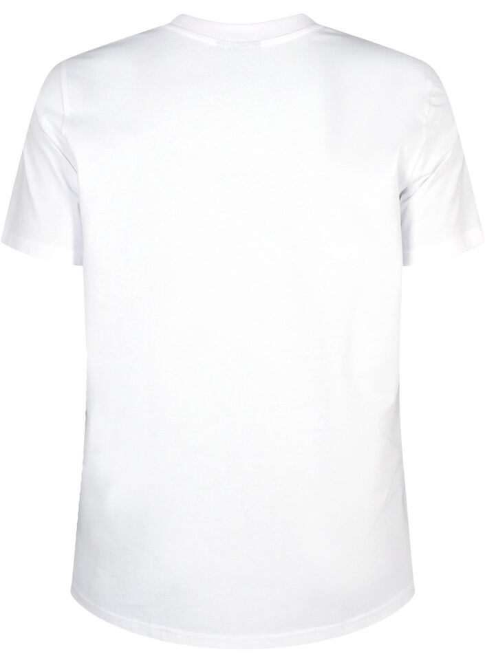 Basic katoenen T-shirt met ronde hals, Bright White, Packshot