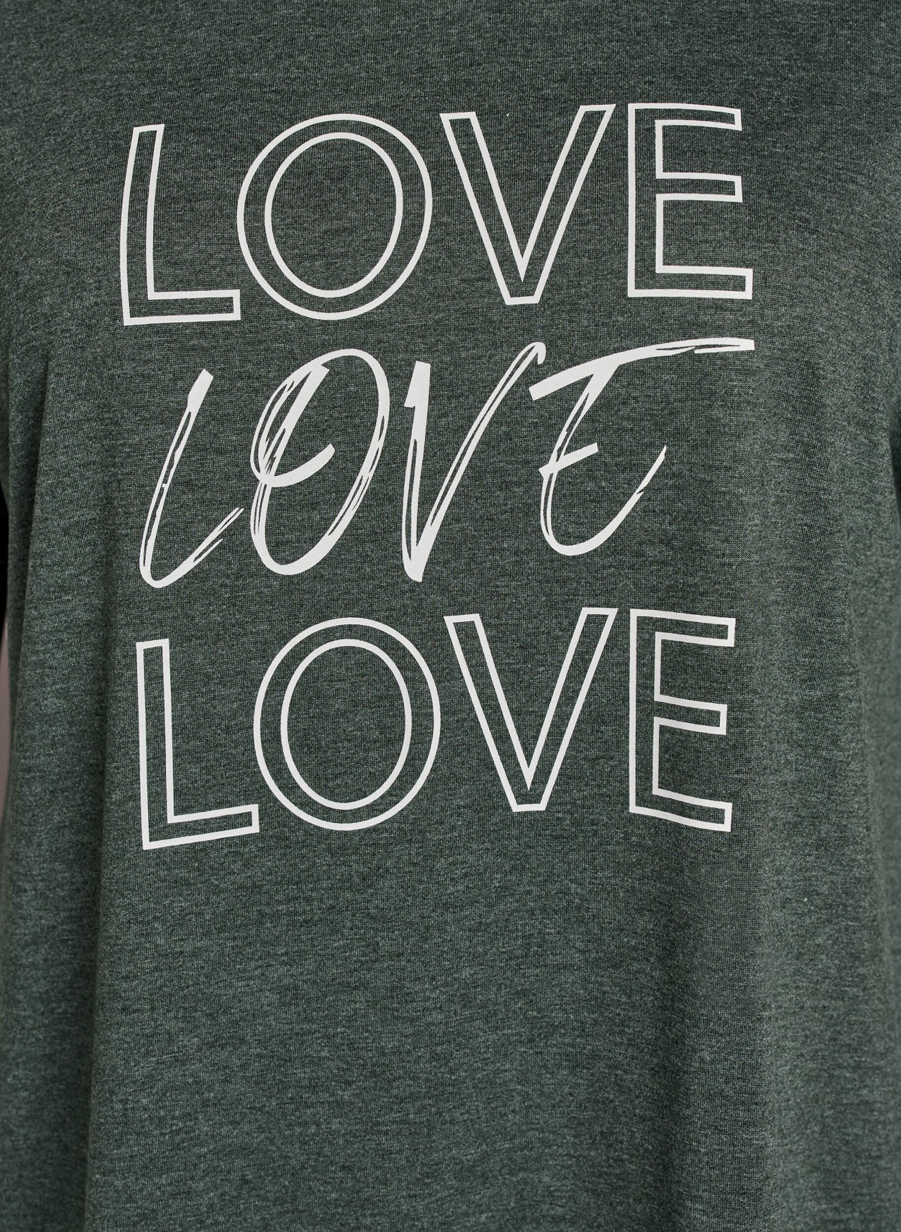 ZizziNachtjapon met korte mouwen en tekstopdruk, Groen, Packshot image number 2