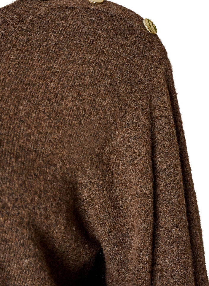 Breisel blouse met knoopdetail, Bruin, Packshot image number 2