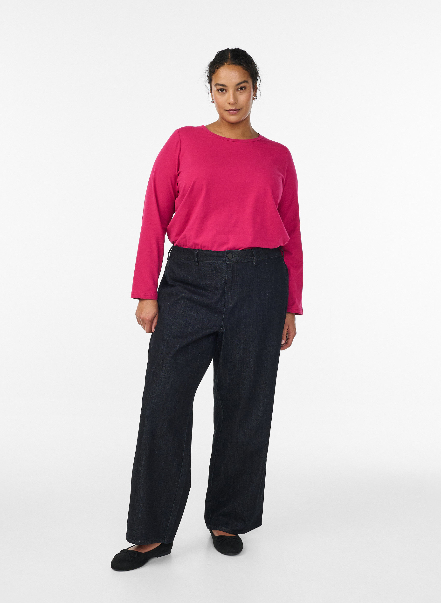 ZizziBasic jersey top met lange mouwen, Roze, Model image number 1