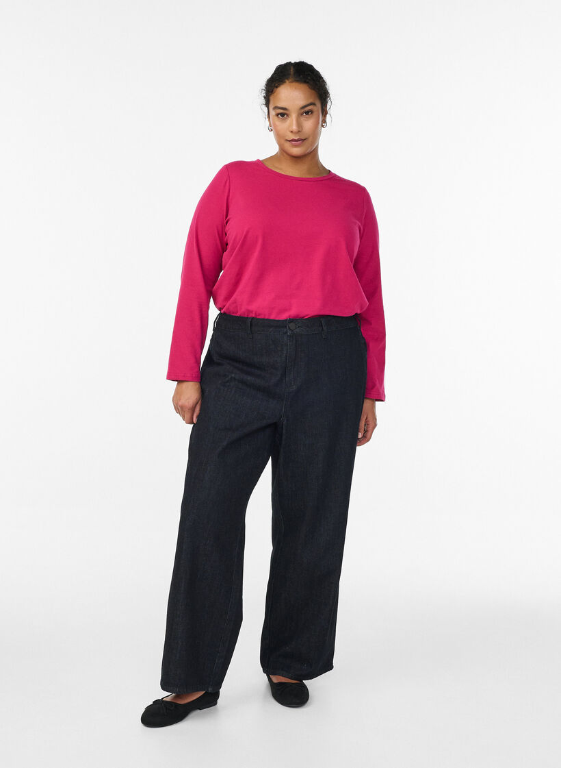 Basic jersey top met lange mouwen, Roze, Model image number 1