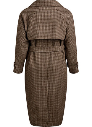 ZizziGeruite mantel met riem, Brown Check , Packshot image number 1